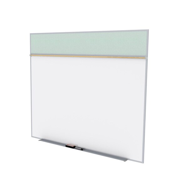 Combo Whiteboard/Bulletin, Mag Por/Vnyl, Styl A, 5 ft H x 10 ft W, Silver